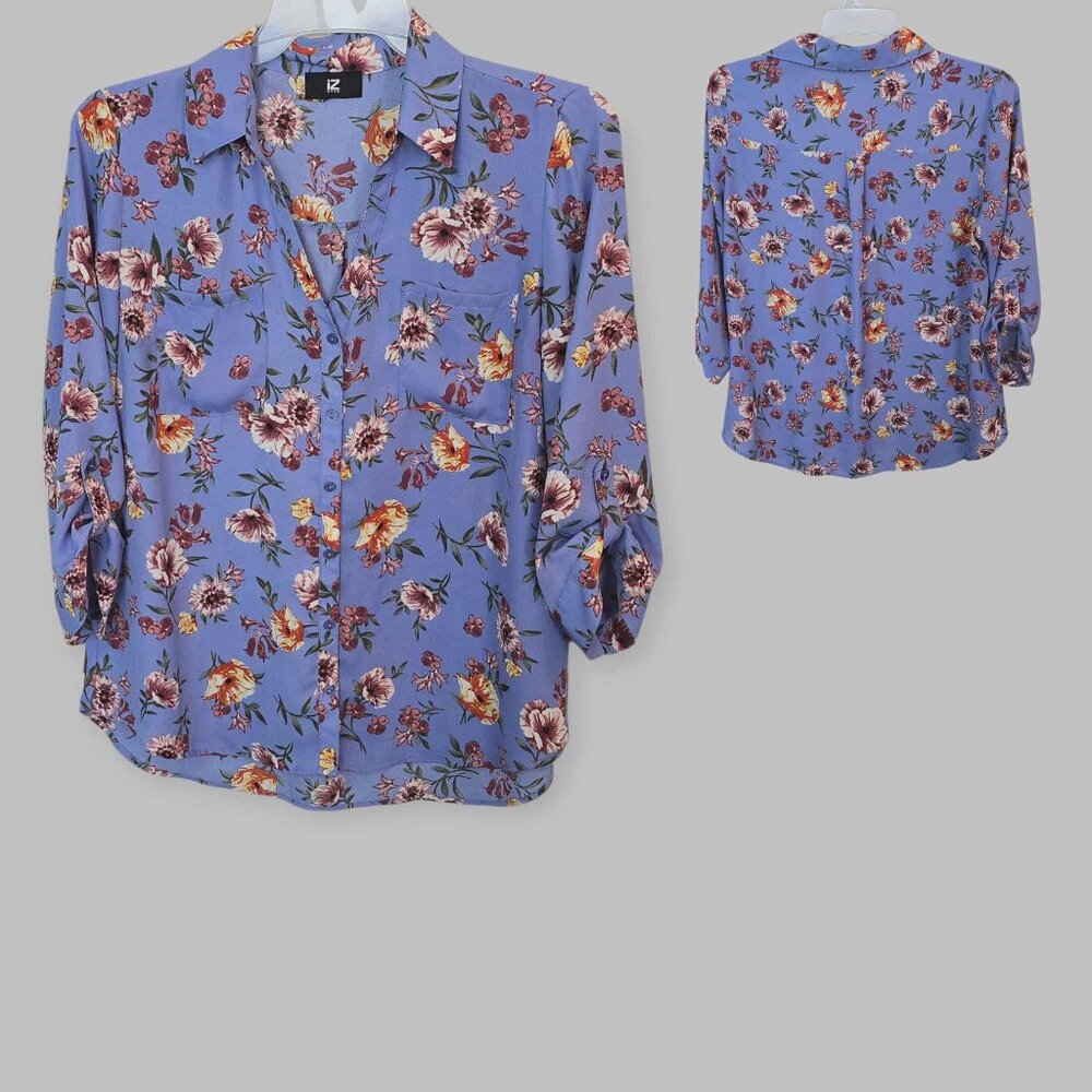 Iz Byer Quater Sleeve Floral Button Down Shirt Blouse Top Womens Plus XL